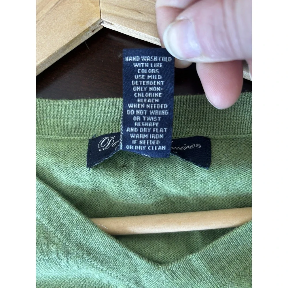 Davis & Squire Sweater Mens 2XL Extra Fine Merino Wool V-Neck Apple Green - Picture 3 of 7